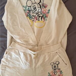 Disney Cream Mickey Mouse Embroidered Sweatshirt and Short Set